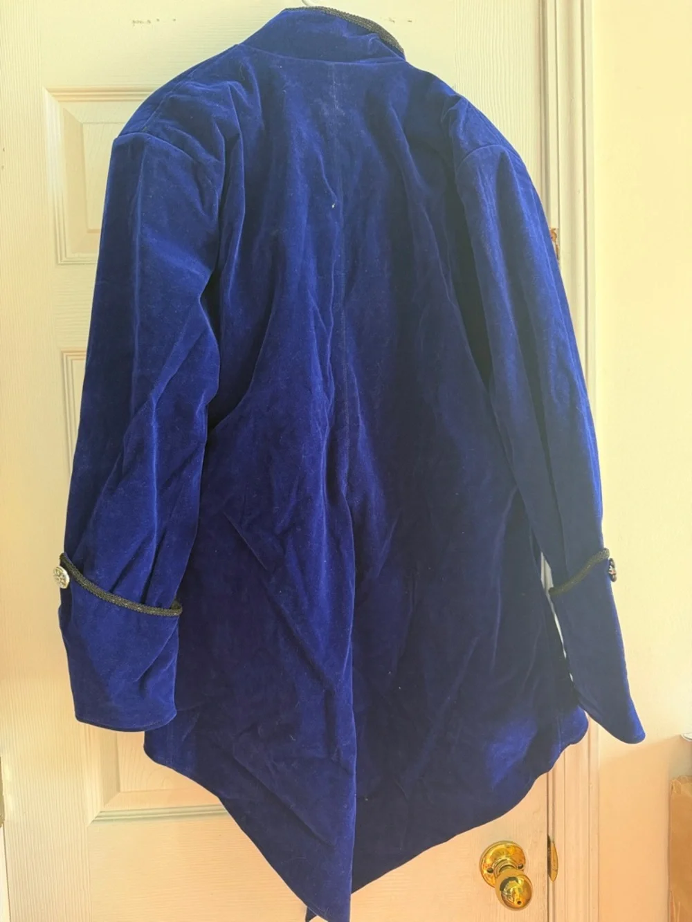 Royal Blue Velvet Military-Style Blazer Jacket - Picture 2 of 4
